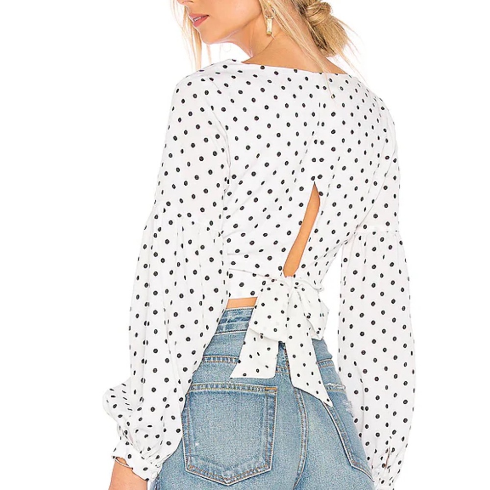 Polka Dot Back Tie Blouse